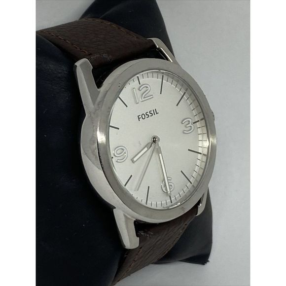 Fossil BQ2442 Men's Brown Leather Analog White Dial Quartz Genuine Watch W94 - Picture 5 of 12